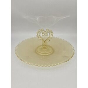 Imperial Glass Candlewick Yellow Depression Glass Serving Platter 1930s